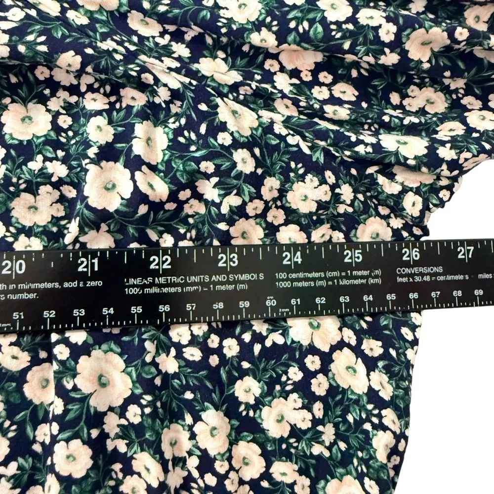 Old Navy Floral Puff Sleeve Midi Dress Open Back Navy Green Size 4X - Picture 14 of 16